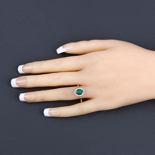 1.34 Carat Genuine Zambian Emerald and White Diamond 14K Yellow Gold Ring by Bids.com