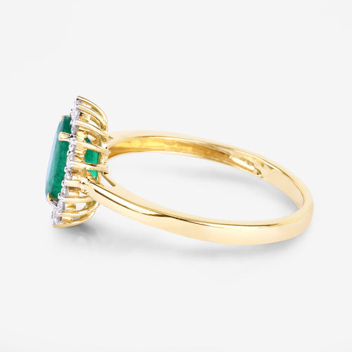 1.34 Carat Genuine Zambian Emerald and White Diamond 14K Yellow Gold Ring by Bids.com