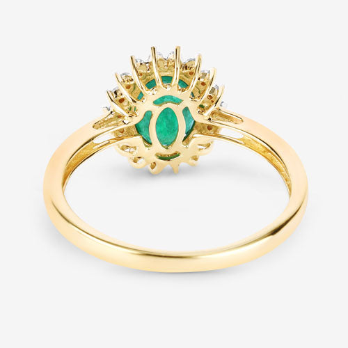 1.34 Carat Genuine Zambian Emerald and White Diamond 14K Yellow Gold Ring by Bids.com