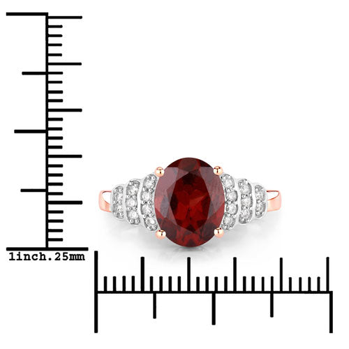 2.87 Carat Genuine Rhodolite and White Diamond 14K Rose Gold Ring by Bids.com
