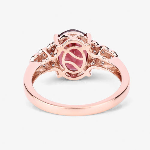 2.87 Carat Genuine Rhodolite and White Diamond 14K Rose Gold Ring by Bids.com