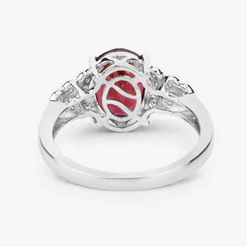 2.87 Carat Genuine Rhodolite and White Diamond 14K White Gold Ring by Bids.com