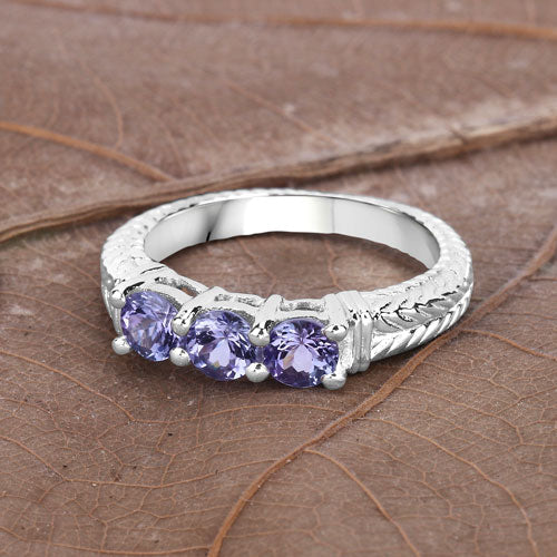 1.11 Carat Genuine Tanzanite .925 Sterling Silver Ring by Bids.com