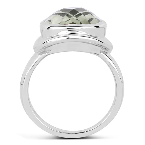 7.90 Carat Genuine Green Amethyst .925 Sterling Silver Ring DestGlow
