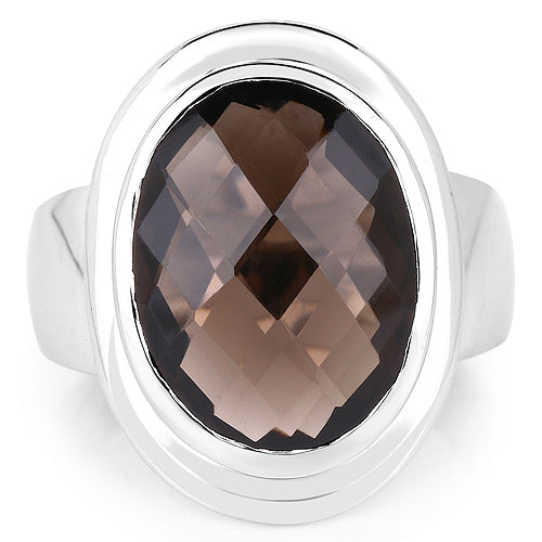 7.90 Carat Genuine Smoky Quartz .925 Sterling Silver Ring by Bids.com