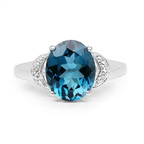 4.26 Carat Genuine London Blue Topaz & White Topaz .925 Sterling Silver Ring by Bids.com