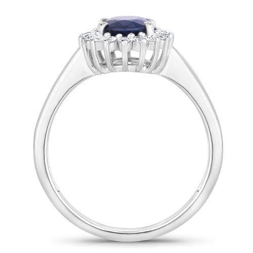 1.73 Carat Genuine Blue Sapphire and White Diamond 14K White Gold Ring by Bids.com