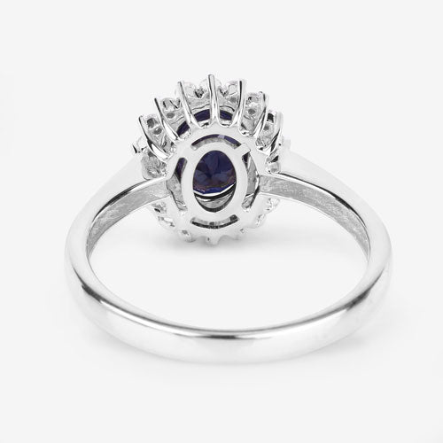1.73 Carat Genuine Blue Sapphire and White Diamond 14K White Gold Ring by Bids.com