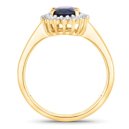 1.73 Carat Genuine Blue Sapphire and White Diamond 14K Yellow Gold Ring by Bids.com