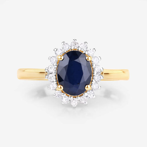 1.73 Carat Genuine Blue Sapphire and White Diamond 14K Yellow Gold Ring by Bids.com