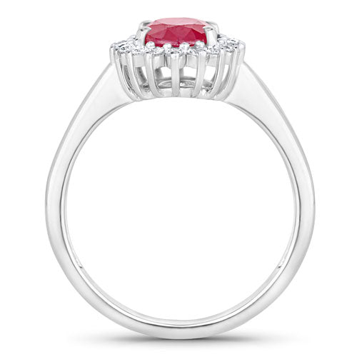1.64 Carat Genuine Ruby and White Diamond 14K White Gold Ring by Bids.com