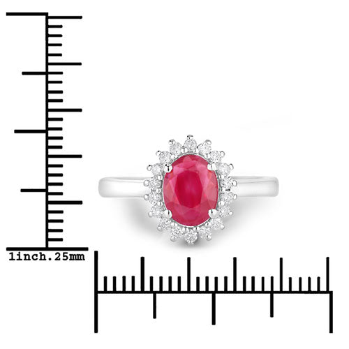 1.64 Carat Genuine Ruby and White Diamond 14K White Gold Ring by Bids.com