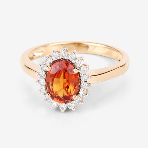 1.87 Carat Genuine Spessartite Garnet and White Diamond 14K Yellow Gold Ring by Bids.com