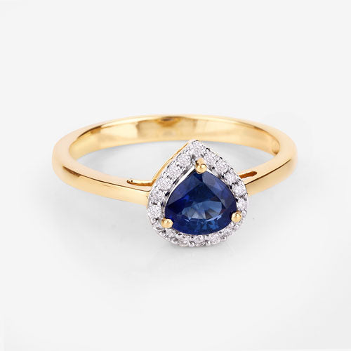 0.73 Carat Genuine Blue Sapphire and White Diamond 14K Yellow Gold Ring by Bids.com