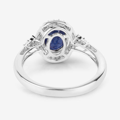 1.70 Carat Genuine Blue Sapphire and White Diamond 14K White Gold Ring by Bids.com