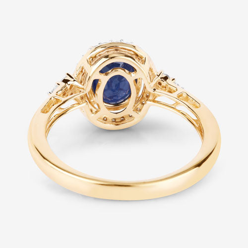 1.70 Carat Genuine Blue Sapphire and White Diamond 14K Yellow Gold Ring by Bids.com