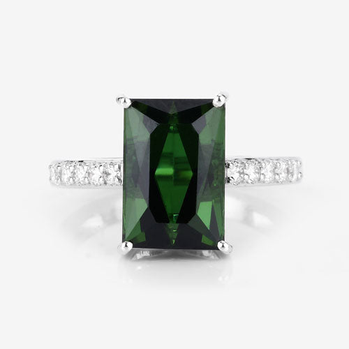 6.16 Carat Genuine Green Tourmaline and White Diamond 14K White Gold Ring by Bids.com