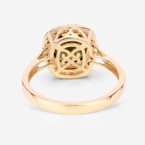 2.64 Carat Genuine Green Tourmaline and White Diamond 14K Yellow Gold Ring by Bids.com