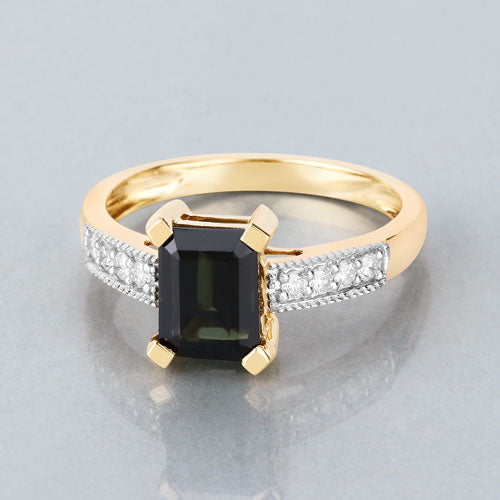 1.91 Carat Genuine Green Tourmaline and White Diamond 14K Yellow Gold Ring by Bids.com