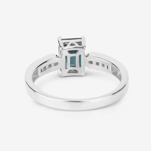 1.19 Carat Genuine Green Tourmaline and White Diamond 14K White Gold Ring by Bids.com