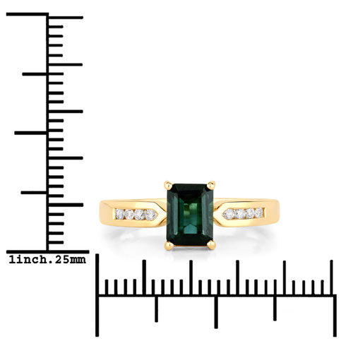 1.19 Carat Genuine Green Tourmaline and White Diamond 14K Yellow Gold Ring by Bids.com
