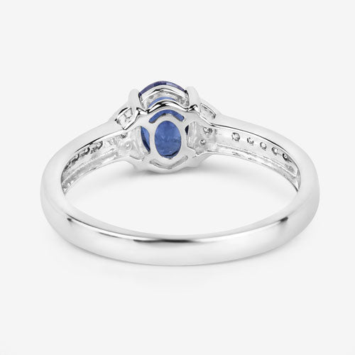1.05 Carat Genuine Blue Sapphire and White Diamond 10K White Gold Ring by Bids.com