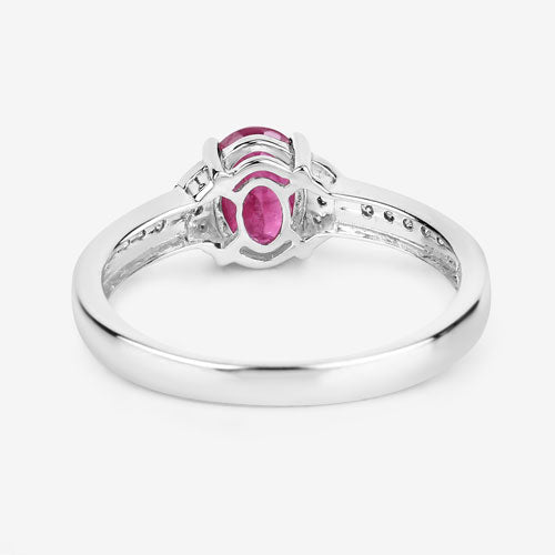 0.95 Carat Genuine Ruby and White Diamond 10K White Gold Ring by Bids.com