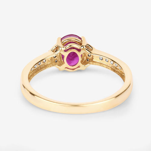 0.95 Carat Genuine Ruby and White Diamond 10K Yellow Gold Ring by Bids.com