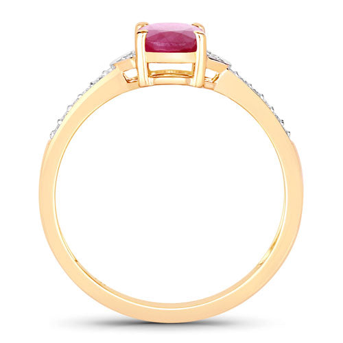 0.95 Carat Genuine Ruby and White Diamond 10K Yellow Gold Ring by Bids.com