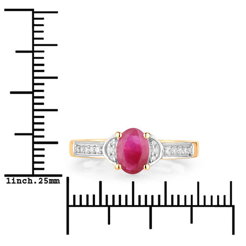 0.95 Carat Genuine Ruby and White Diamond 10K Yellow Gold Ring by Bids.com