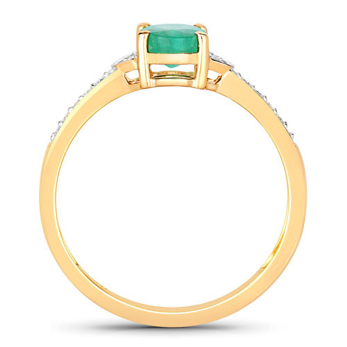0.82 Carat Genuine Zambian Emerald and White Diamond 14K Yellow Gold Ring by Bids.com