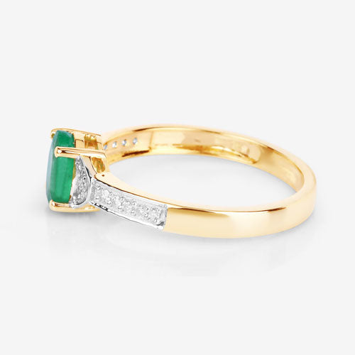 0.82 Carat Genuine Zambian Emerald and White Diamond 14K Yellow Gold Ring by Bids.com