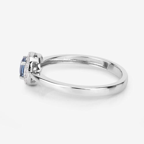 0.52 Carat Genuine Blue Sapphire and White Diamond 14K White Gold Ring by Bids.com