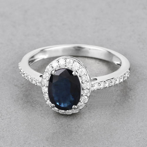 1.82 Carat Genuine Blue Sapphire and White Diamond 14K White Gold Ring by Bids.com