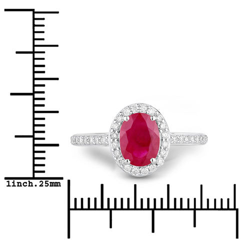 1.73 Carat Genuine Ruby and White Diamond 14K White Gold Ring by Bids.com