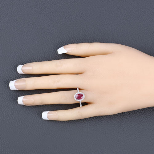 1.73 Carat Genuine Ruby and White Diamond 14K White Gold Ring by Bids.com