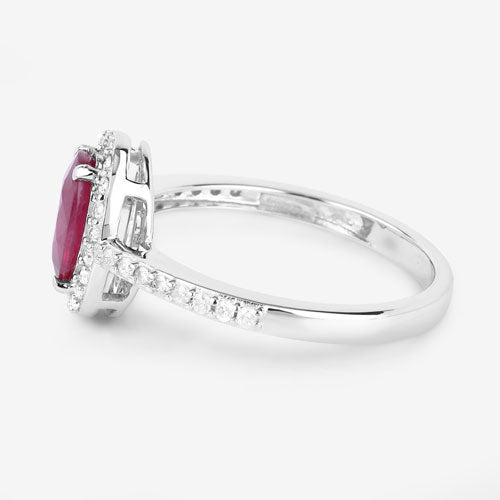 1.73 Carat Genuine Ruby and White Diamond 14K White Gold Ring by Bids.com