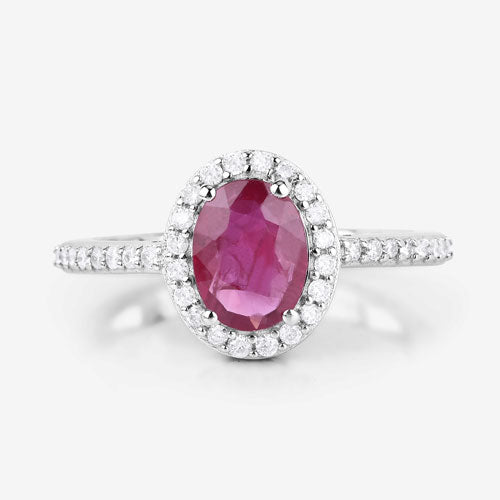 1.73 Carat Genuine Ruby and White Diamond 14K White Gold Ring by Bids.com