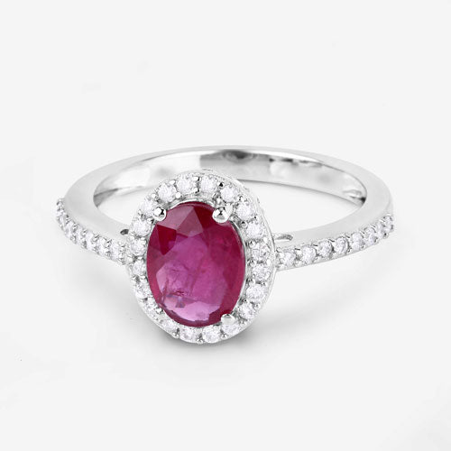 1.73 Carat Genuine Ruby and White Diamond 14K White Gold Ring by Bids.com