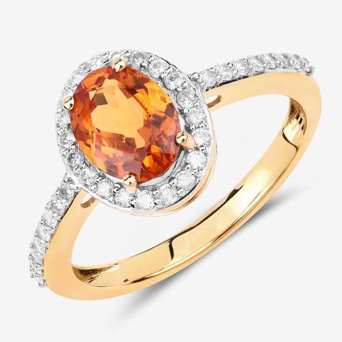 1.66 Carat Genuine Spessartite Garnet and White Diamond 14K Yellow Gold Ring by Bids.com