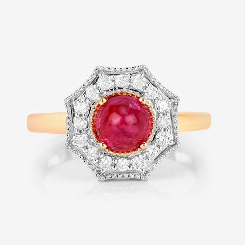 2.01 Carat Genuine Ruby and White Diamond 14K Yellow Gold Ring by Bids.com