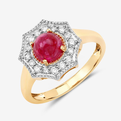 2.01 Carat Genuine Ruby and White Diamond 14K Yellow Gold Ring by Bids.com