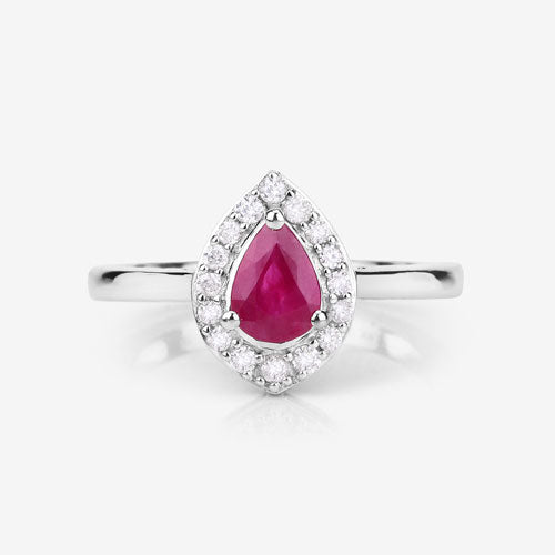 0.92 Carat Genuine Ruby and White Diamond 14K White Gold Ring by Bids.com