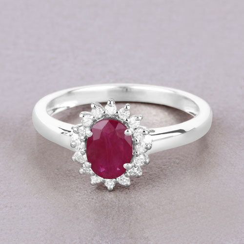 1.01 Carat Genuine Ruby and White Diamond 10K White Gold Ring by Bids.com