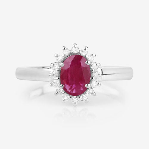 1.01 Carat Genuine Ruby and White Diamond 10K White Gold Ring by Bids.com