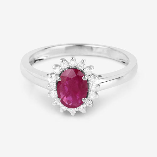 1.01 Carat Genuine Ruby and White Diamond 10K White Gold Ring by Bids.com