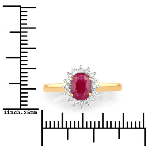 1.01 Carat Genuine Ruby and White Diamond 10K Yellow Gold Ring by Bids.com