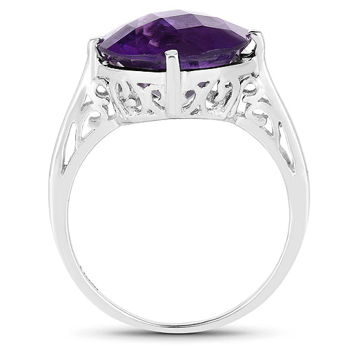 5.60 Carat Genuine Amethyst .925 Sterling Silver Ring DestGlow