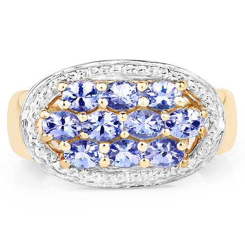 14K Yellow Gold Plated 1.70 Carat Genuine Tanzanite .925 Sterling Silver Ring by Bids.com