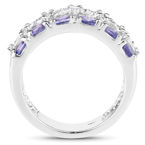 2.05 Carat Genuine Tanzanite and White Topaz .925 Sterling Silver Ring by Bids.com